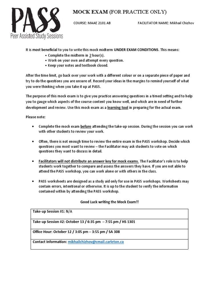 Mock Exam (For Practice Only) : Course: Maae 2101 Ab FACILITATOR NAME ...