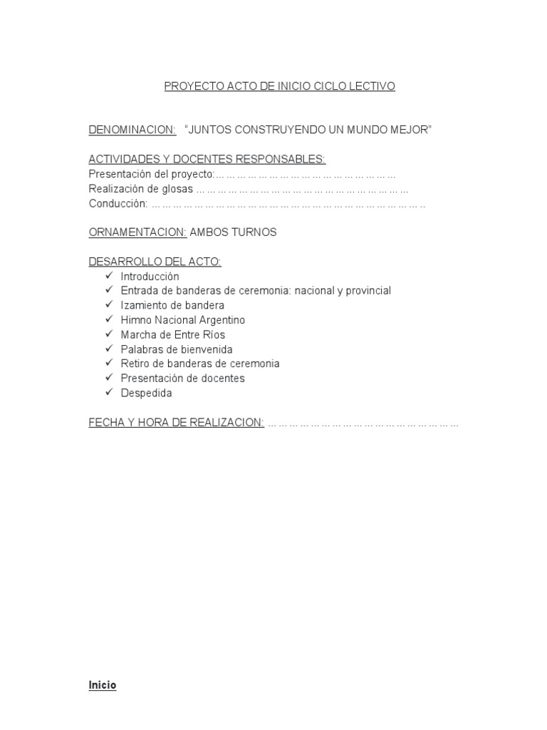 Acto Inicio de Clases | PDF
