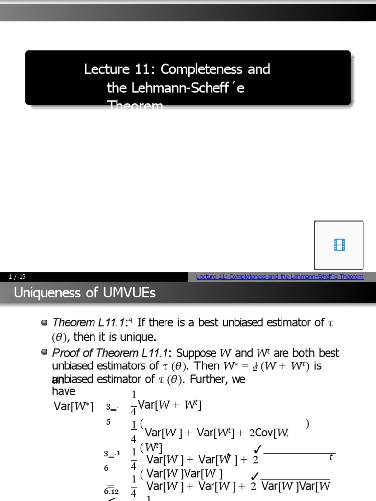 Completeness and Lehmann-Scheffé Theorem | PDF | Estimator | Statistics