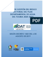 Plan de Gestión Del Riesgo Sectorial Del Plan Departamental de Agua DEL TOLIMA 2020-2023