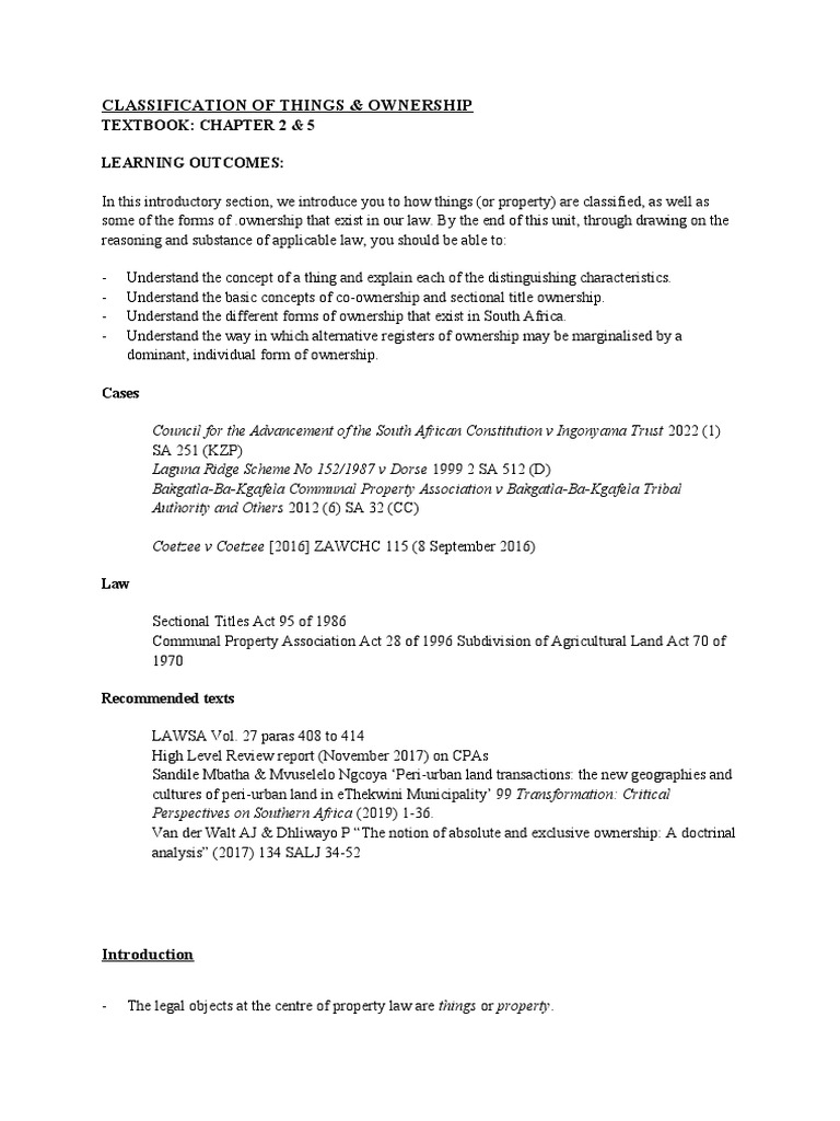 CLASSIFICATION OF THINGS and OWNERSHIP | PDF | Property | Ownership