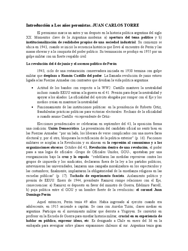 Historia del Peronismo en Argentina | PDF | Argentina | Gobierno