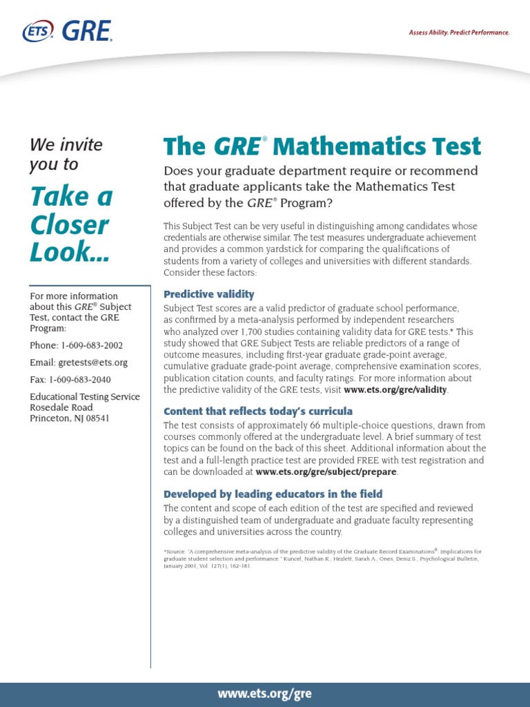 Gre mathematics test fact sheet pdf graduate record examinations