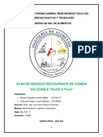 Plan de Negocio Restaurante de Comida SALUDABLE "Health & Food"
