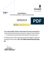 Certificate of Work Assignment