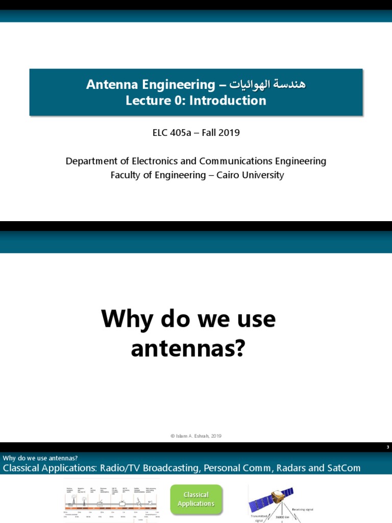 Antenna Engineering تايئاوهلا ةسدنه Lecture 0 Introduction PDF