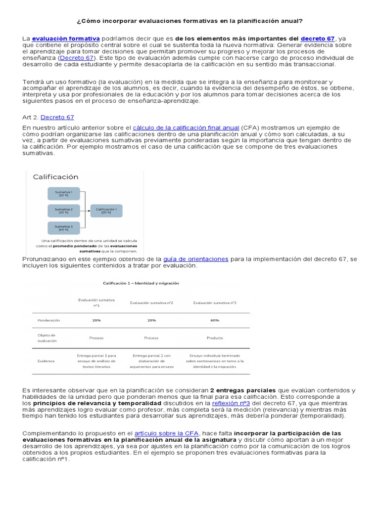 Decreto 67: Evaluación Formativa Decreto 67 | PDF | Evaluación | Enseñando