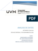 Analisis de Datos: ACTIVIDAD 4: Ejercicios Fecha de Entrega: 27 de Noviembre Del 2022