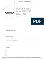 ENGLISH TEST 1st QUIMESTRE Grade - 7th