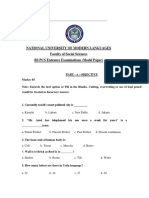 National University of Modern Languages Faculty of Social Sciences BS PCS Entrance Examinations (Model Paper)