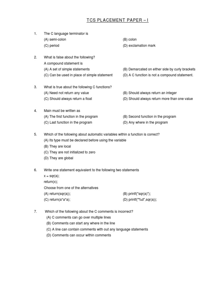 Tcs Sample Test | PDF