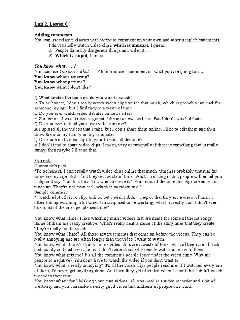 Unit 2 Lesson C Pdf Cyberspace Mass Media