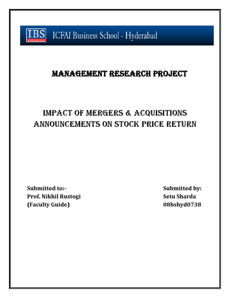 M&A Announcements and Stock Price Impact | PDF | Mergers And ...