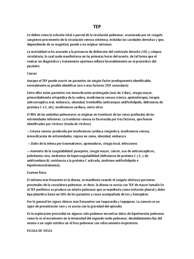 Guía Clínica de TEP y TEPM | PDF | Medicina CLINICA | Especialidades ...