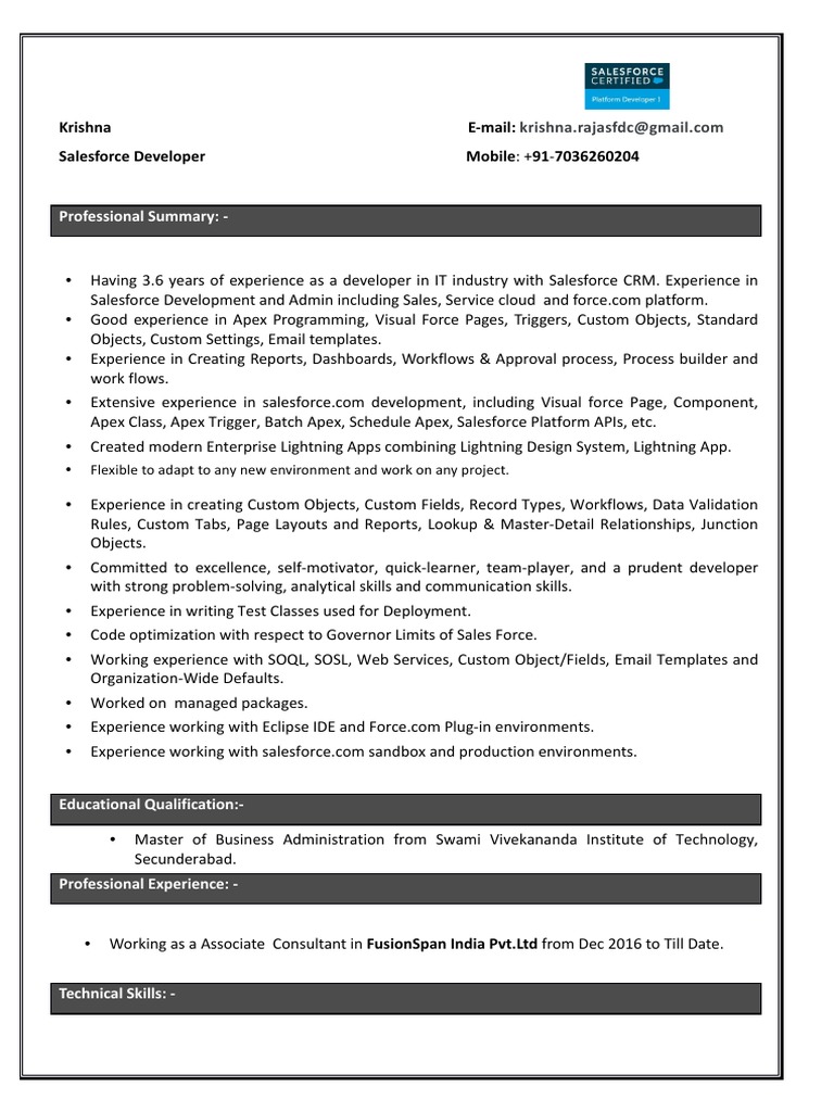 4 Raja Krishna - Salesforce CRM Developer - Hyderabad | PDF | Software ...