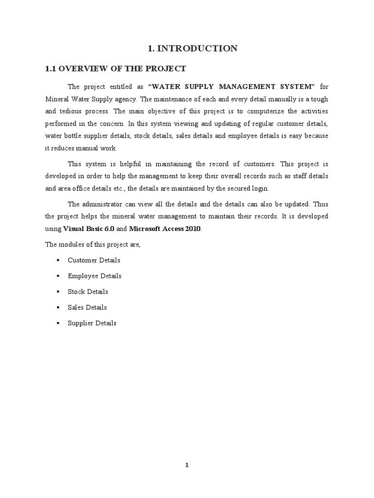 Water Supply Management System PDF Microsoft Access Software Testing