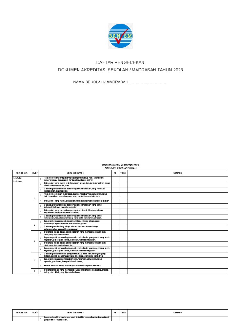 Komponen Akreditasi Pdf