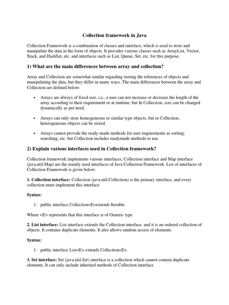 Collection Framework in Java | PDF | Queue (Abstract Data Type ...