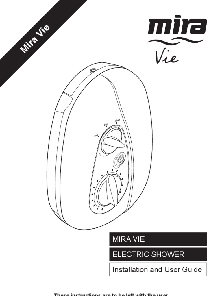 Mira Vie Instruction Installation Guide PDF Water Heating Switch