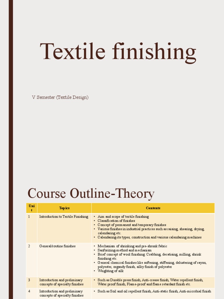 Textile Finishing Techniques Overview | PDF | Textiles | Yarn
