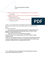 Three Proposed Topics: Name: Ephraim T. Dejan Program: Master of Science in Teaching, Major in English