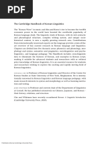 The Cambridge Handbook of Korean Linguistics: Sungdaicho