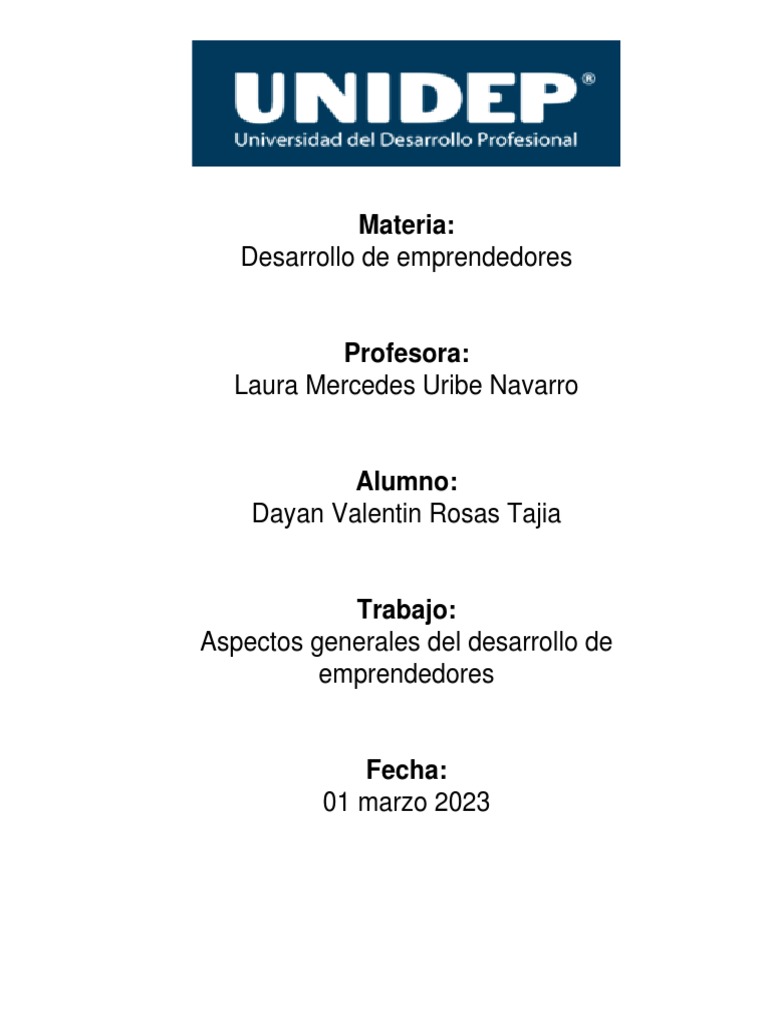 Aspectos del Desarrollo Emprendedor | PDF | Iniciativa empresarial ...