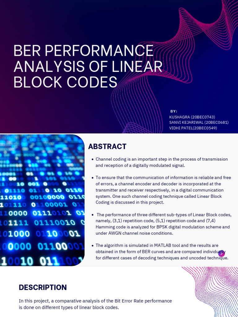 Ber performance analysis of linear block code download free pdf