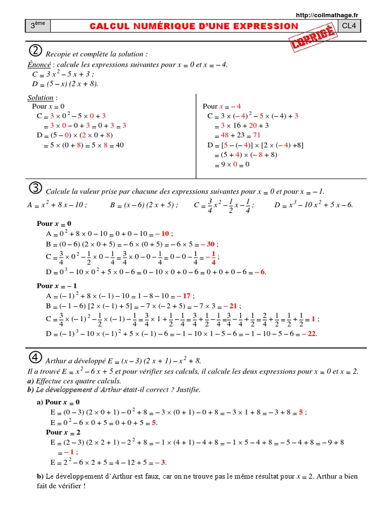 Calculs numériques pour expressions algébriques | PDF | Échecs ...