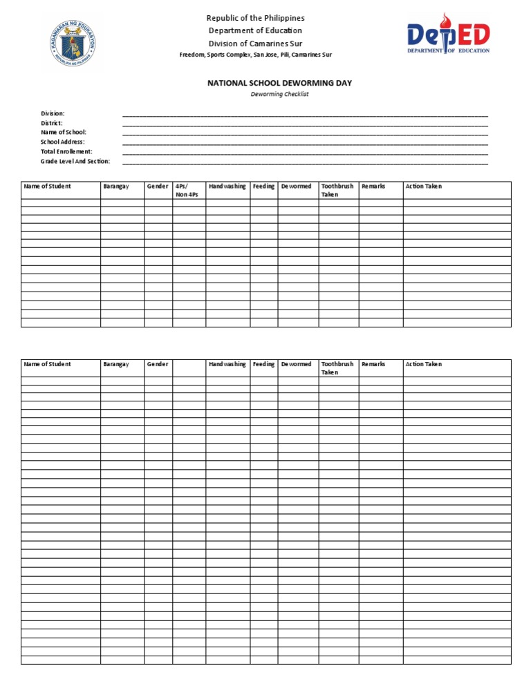 Deworming Checklist PDF