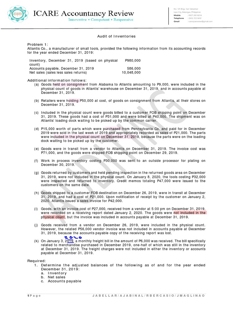 Inventory Audit and Adjustments Analysis | PDF | Accounts Payable ...