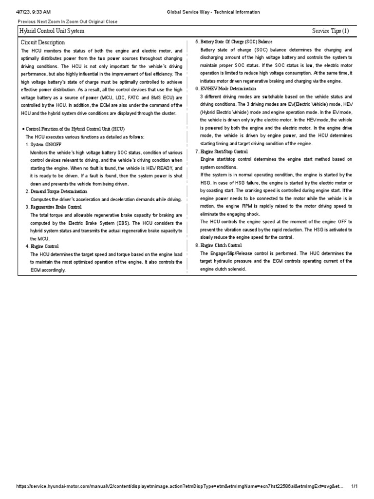 Hybrid Control Unit System Service Tips (1) Circuit Description | PDF ...