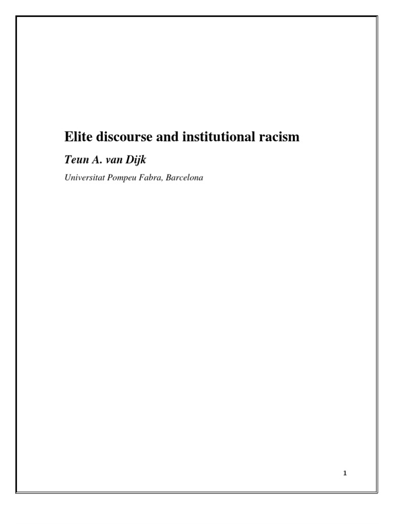 Elite Discourse Van | Download Free PDF | Racism | Discrimination ...