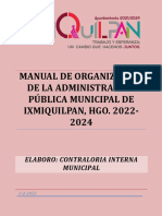 Manual de Organización de La Administración Pública Municipal de Ixmiquilpan, Hgo. 2022-2024