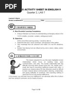 Learning Activity Sheet in English 9: Quarter 2, LAS 7