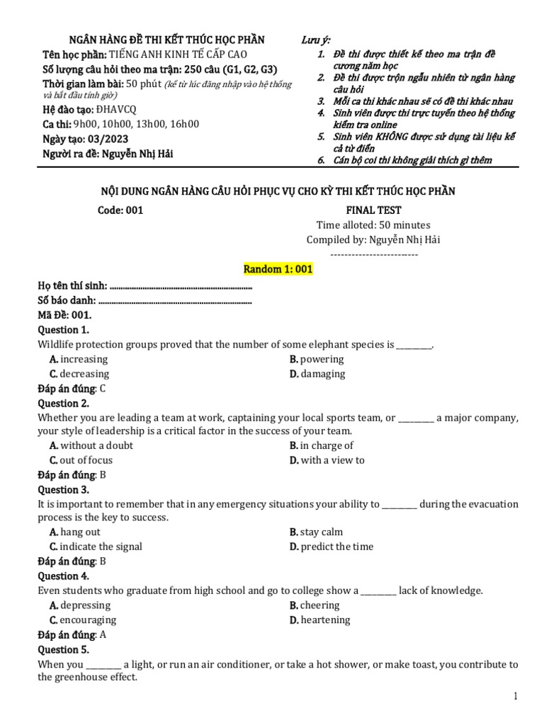 Final Test (G1, G2, G3) | PDF