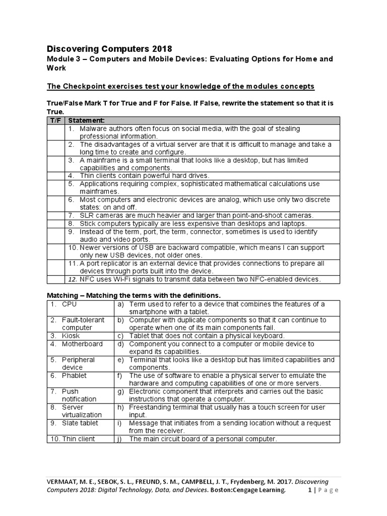 Module 3 Checkpoint Exercises | PDF | Desktop Computer | Tablet Computer