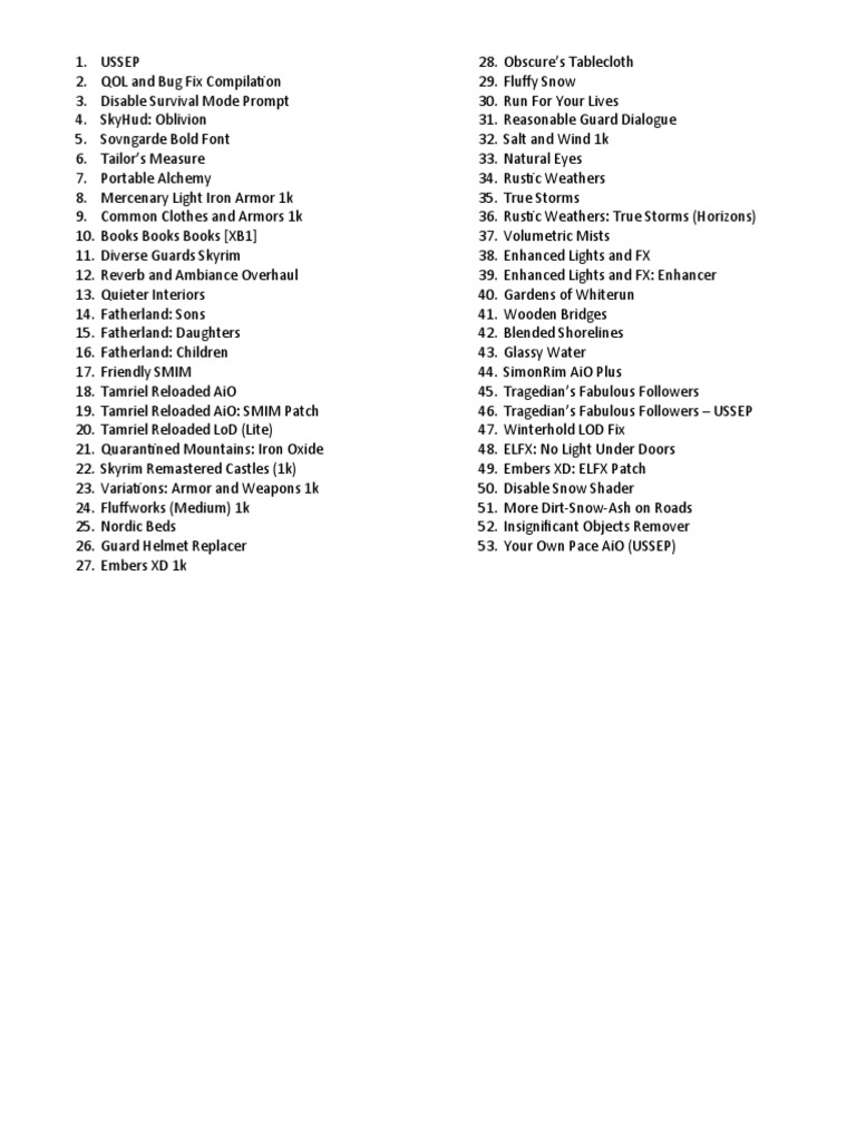 Skyrim mod list pdf