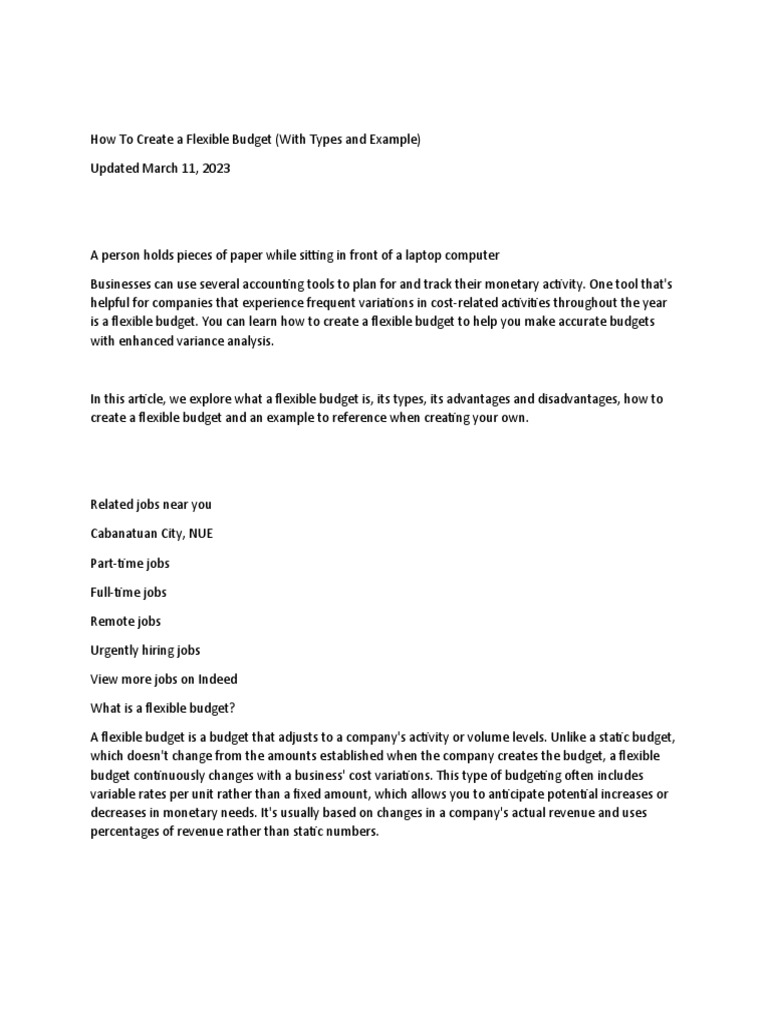 02 how to make flexible budget pdf budget cost