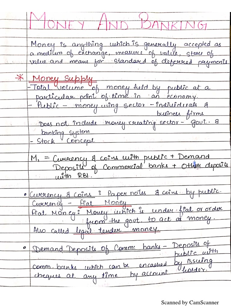 Money & Banking Notes PDF
