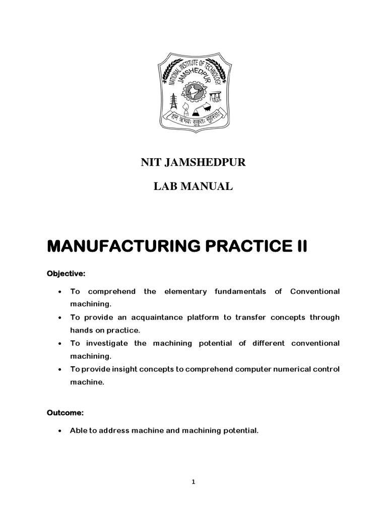 Machining and Machine Tools Lab Manual PDF Numerical Control