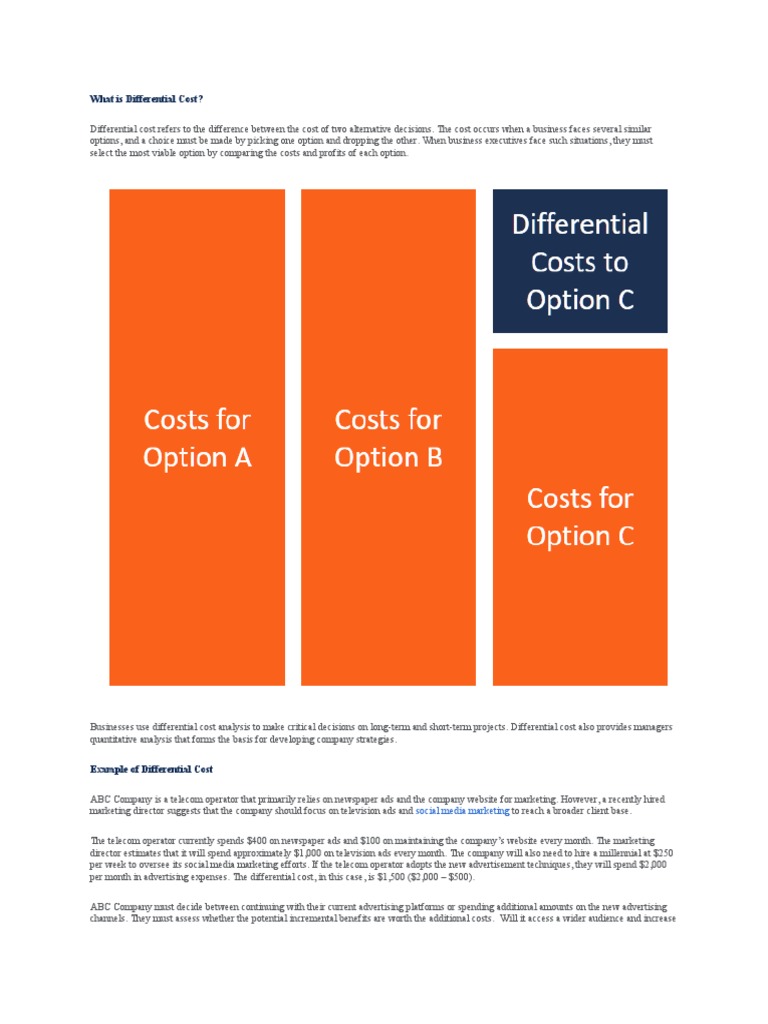 015 Differential Cost Analysis PDF Marketing Prices