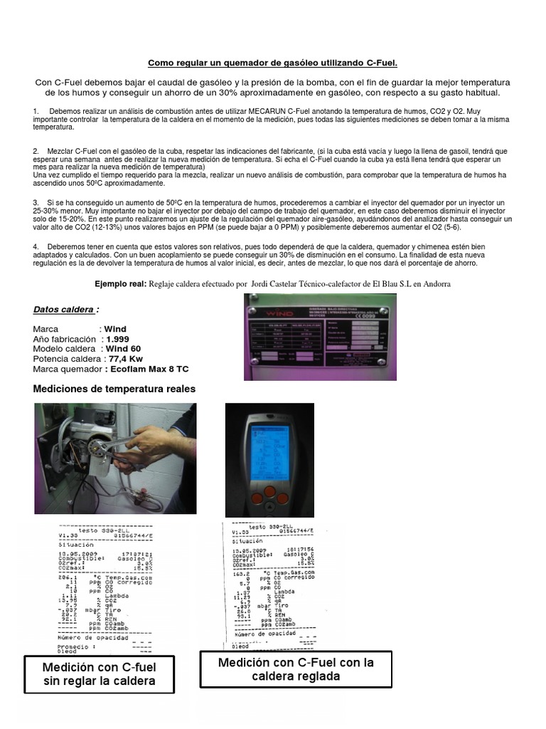 Como Regular Un Quemador de Gasóleo Utilizando CFuel PDF Tecnología energética Ciencias