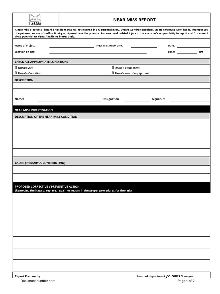Near Miss Report | PDF