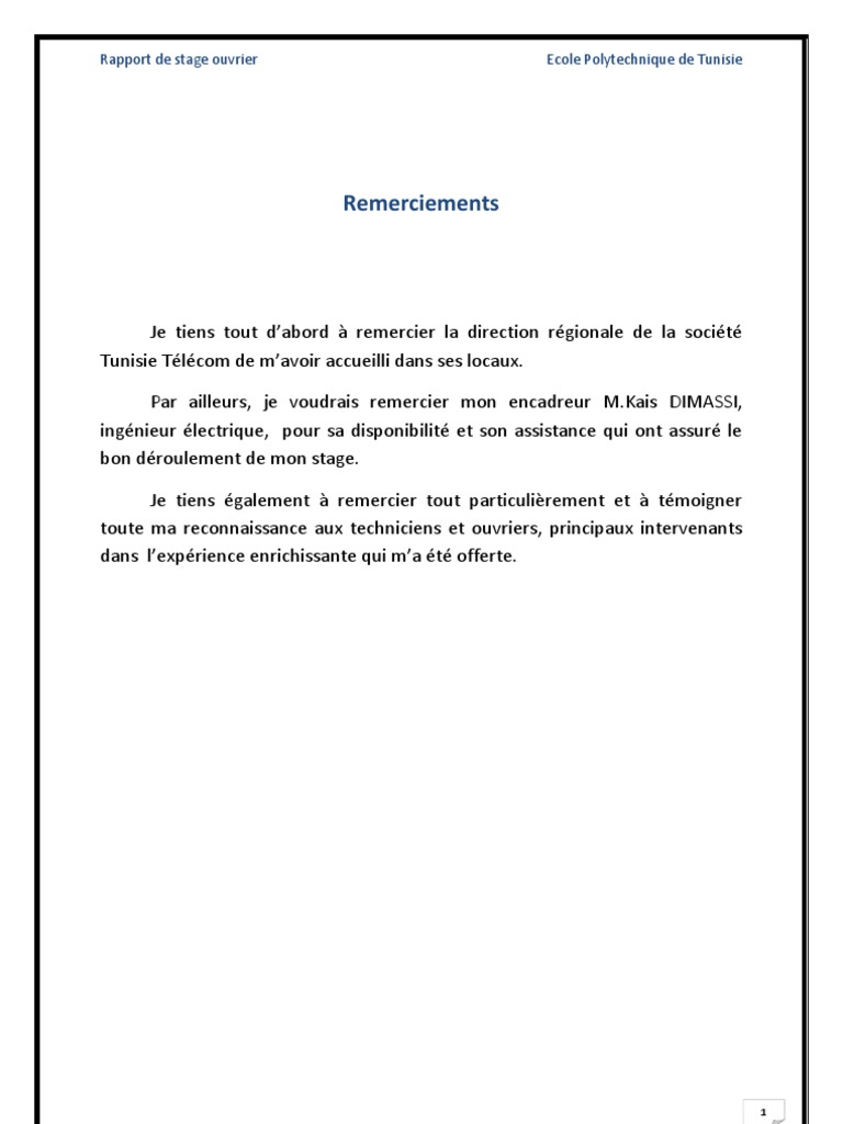 Mon Rapport de Stage Ouvrier