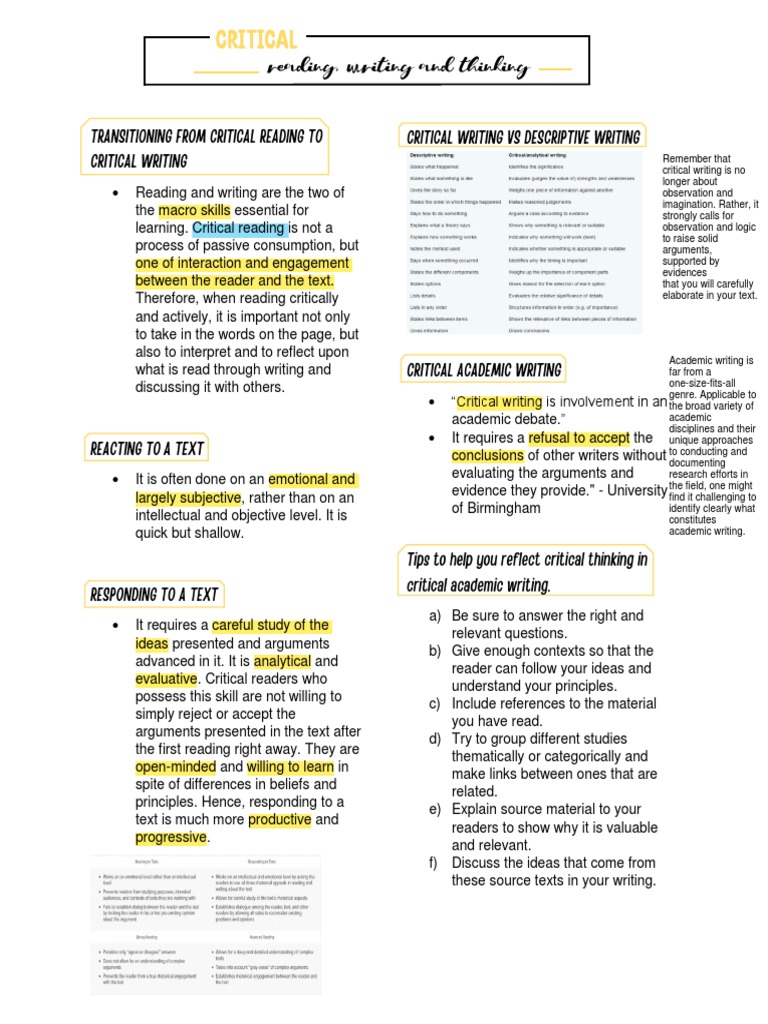Transitioning to Critical Academic Writing | PDF | Argument | Reason