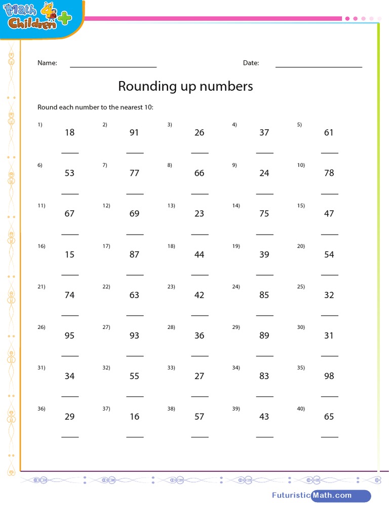 Rounding To Nearest 10 Worksheet PDF