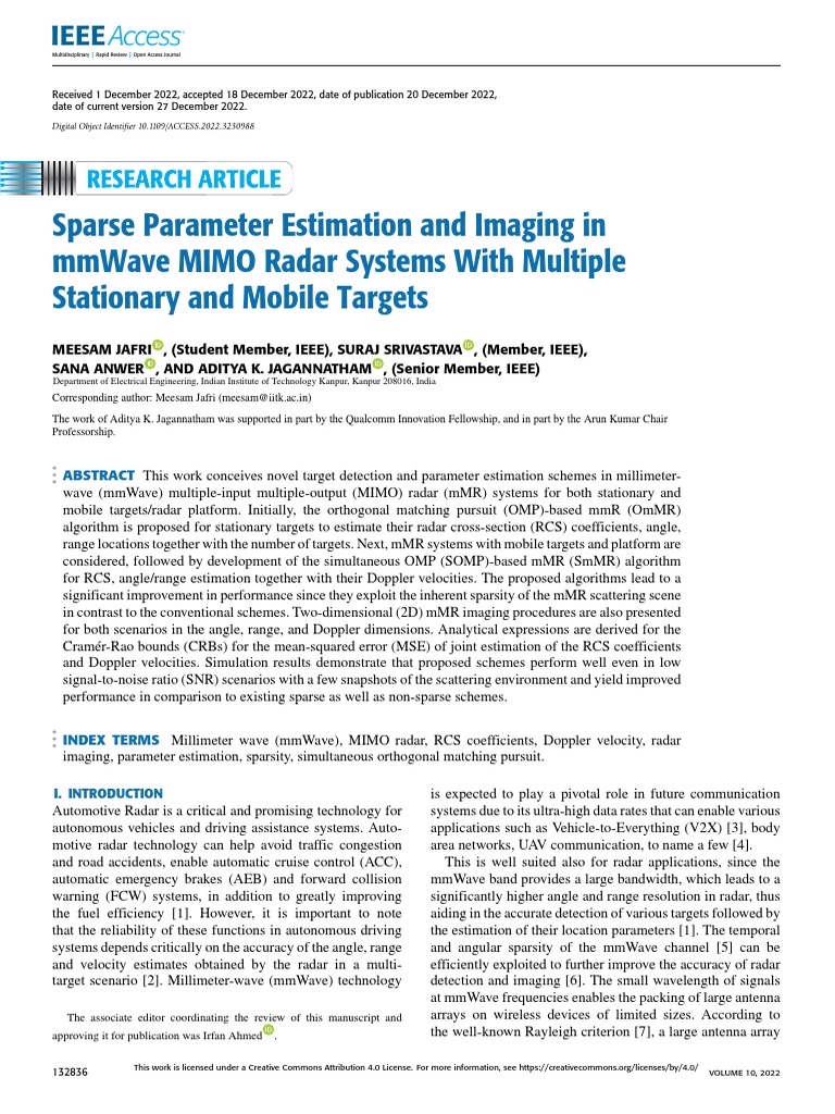 Sparse Parameter Estimation and Imaging in Mmwave MIMO Radar Systems ...