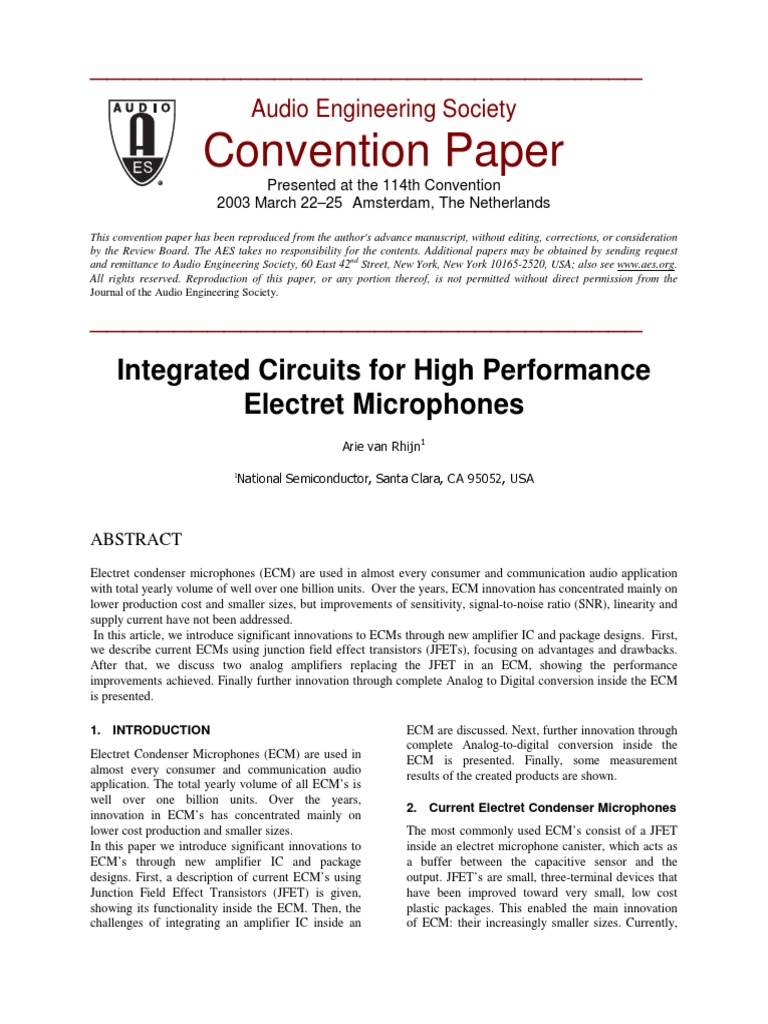 Audio Engineering Society. Convention Paper. Presented at The 114th