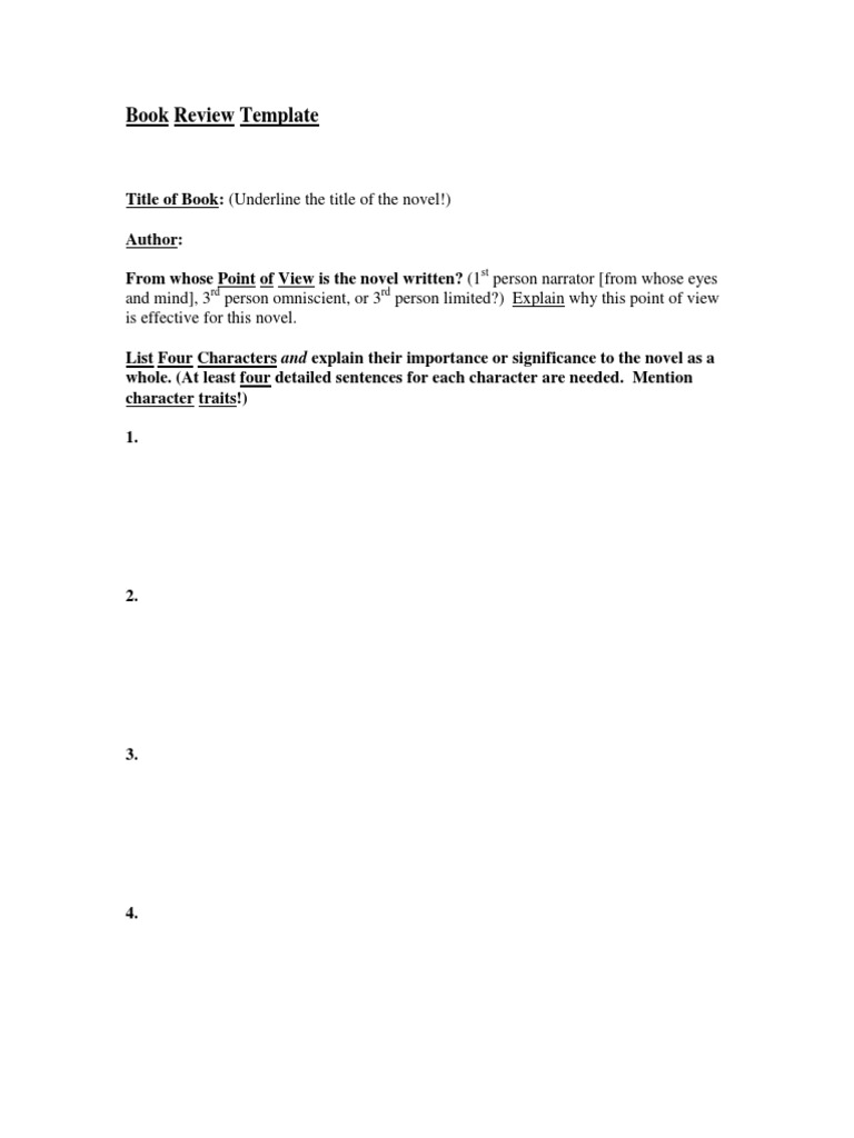 Grade 12 Book Review Template | PDF